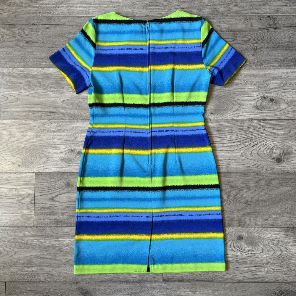 Vintage Sag Harbor Dress Petite Multicolor Striped Sheath Dress - Size 8P - Picture 6 of 6
